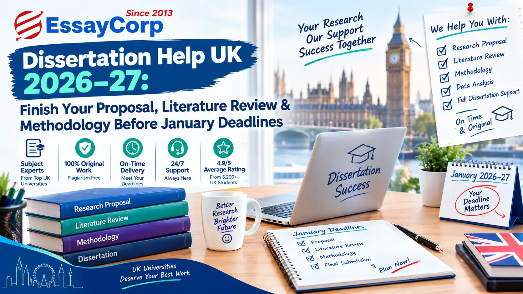 Dissertation Help UK 2026–27: Finish Your Proposal, Literature Review & Methodology Before January Deadlines